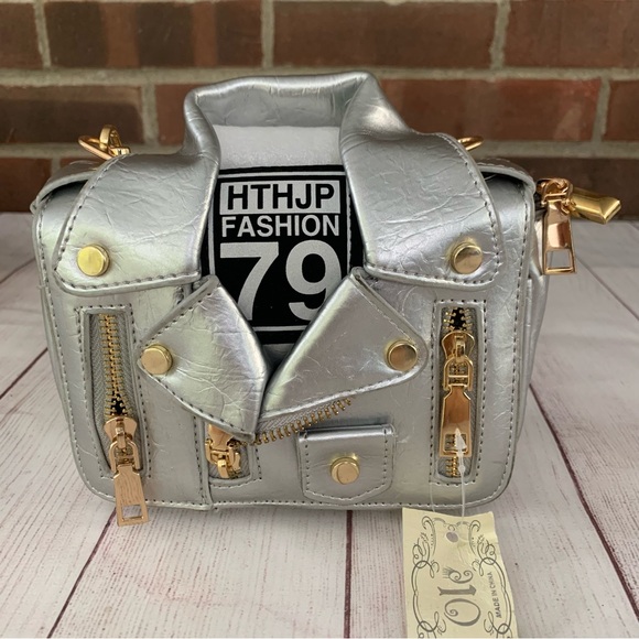 Motorcycle Jacket Purse Chain Crossbody Bag Pu Leather Women’s Girls NEW - Picture 3 of 7